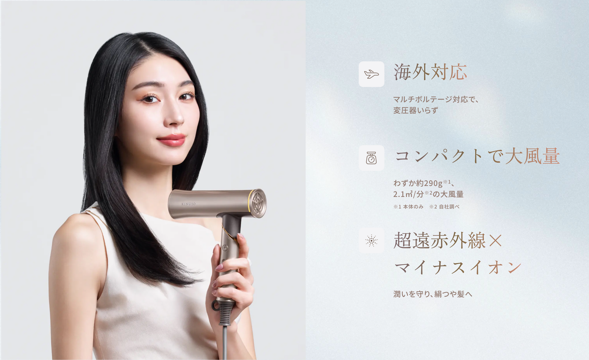 KINUJO 絹女Hair Dryer Voyage 全球電壓輕量型速乾風筒頭髮速乾吹風機