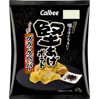 Calbee 卡樂B 卡樂比 日本產 堅脆薯片 厚切洋芋片 黑胡椒味 65g x 12包