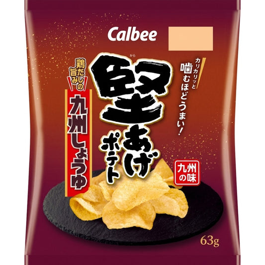 Calbee 卡樂B 卡樂比 日本產 堅脆系列薯片 厚切洋芋片 九州醬油味 63g x 12包