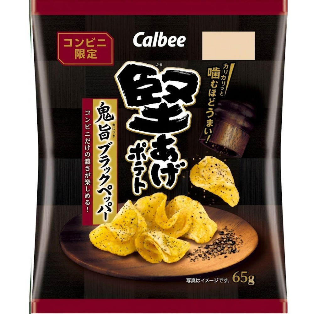 Calbee 卡樂B 卡樂比 日本產 堅脆薯片 厚切洋芋片 鬼旨黑胡椒味 65g x 12包