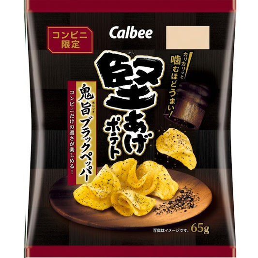 Calbee 卡樂B 卡樂比 日本產 堅脆薯片 厚切洋芋片 鬼旨黑胡椒味 65g x 12包