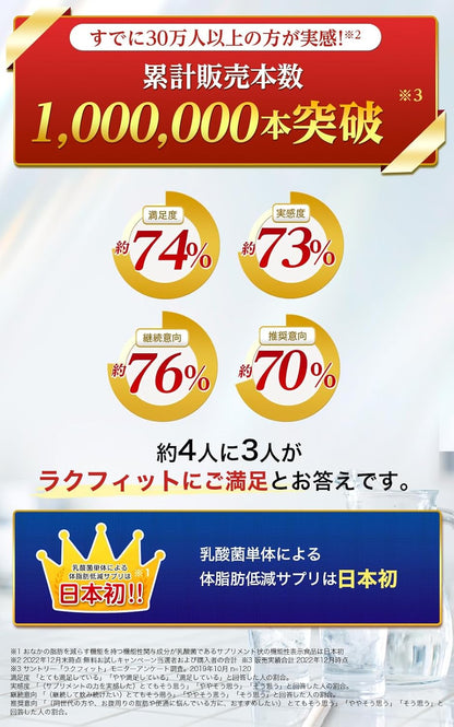日本Suntory Lac FIT 清理腸道 減少腹部脂肪 6袋優惠裝 180粒/180日份量 乳酸菌 比菲德氏菌