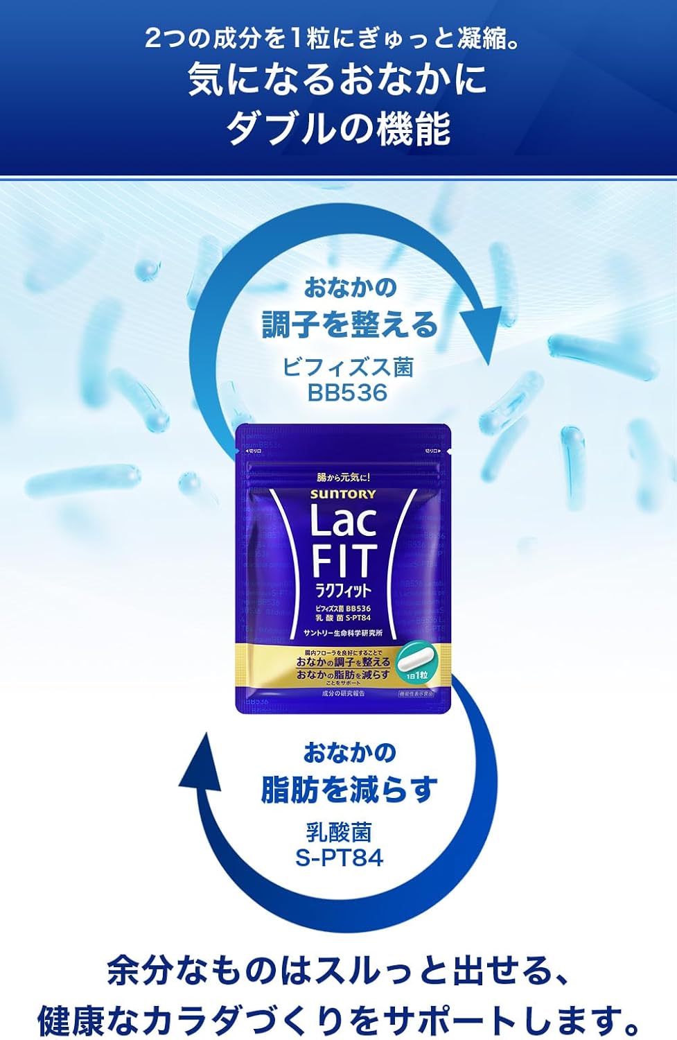 日本Suntory Lac FIT 清理腸道 減少腹部脂肪 6袋優惠裝 180粒/180日份量 乳酸菌 比菲德氏菌