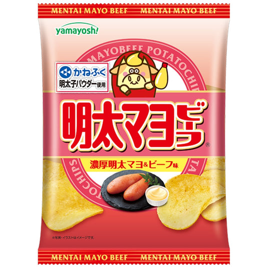山芳製菓 日本產 明太蛋黃醬牛肉味薯片 嚴選福岡老店かねふく明太子粉 47g x 12包