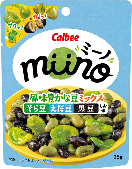 Calbee 卡樂B miino 三色豆脆混合 蠶豆 毛豆 黑豆 低醣質 28g x 12包優惠裝