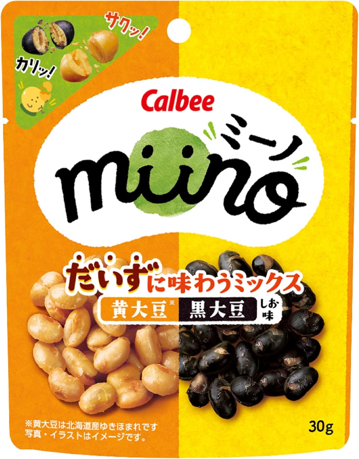Calbee 卡樂B miino 雙色大豆脆 北海道黃豆 黑豆 極低醣質 30g x 12包優惠裝
