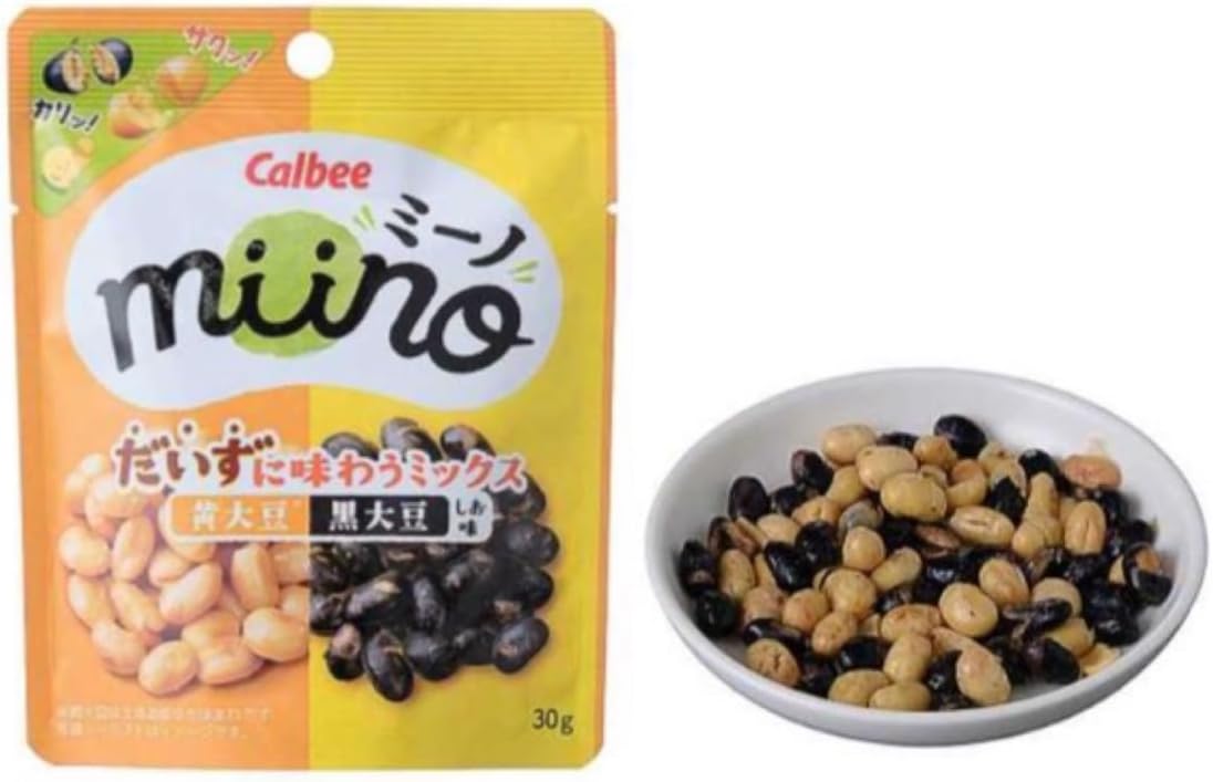 Calbee 卡樂B miino 雙色大豆脆 北海道黃豆 黑豆 極低醣質 30g x 12包優惠裝