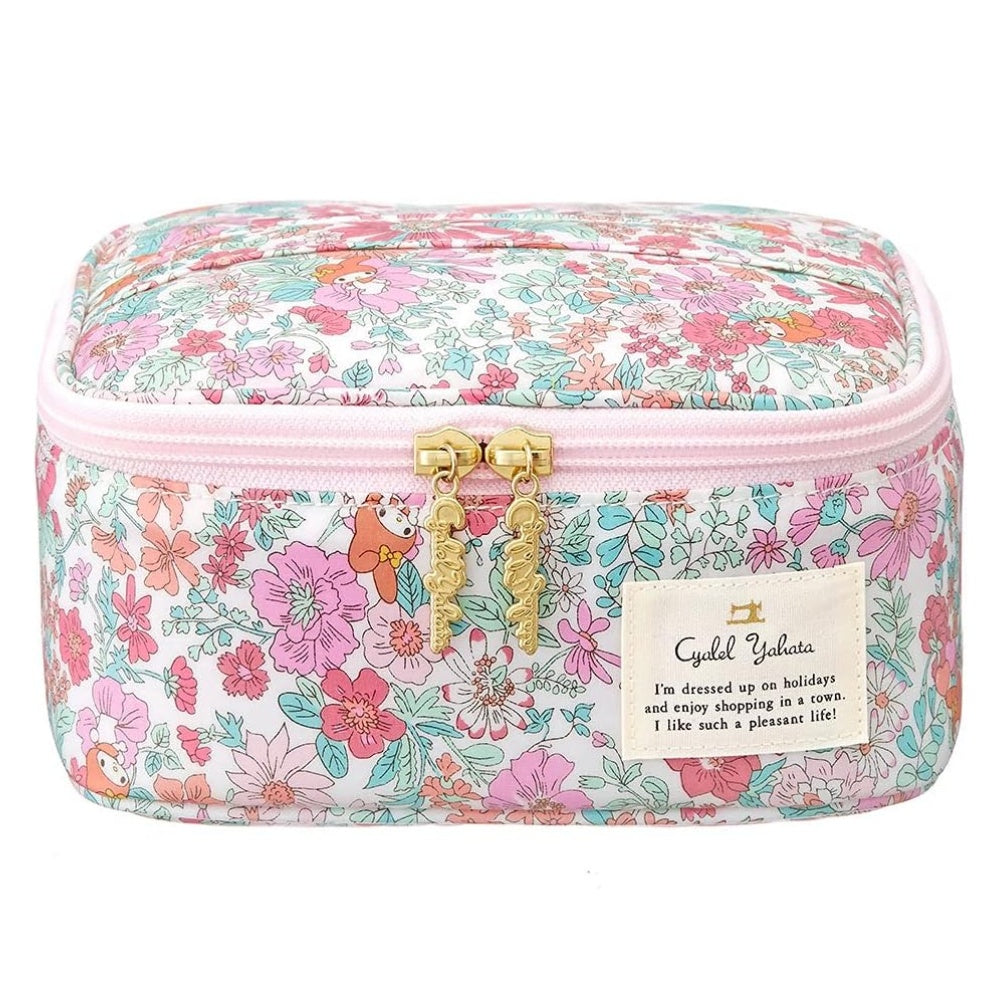 Cyalel Yahata 日本製 Sanrio My Melody Liberty 花紋 碎花 大容量化妝箱 居家用化妝包