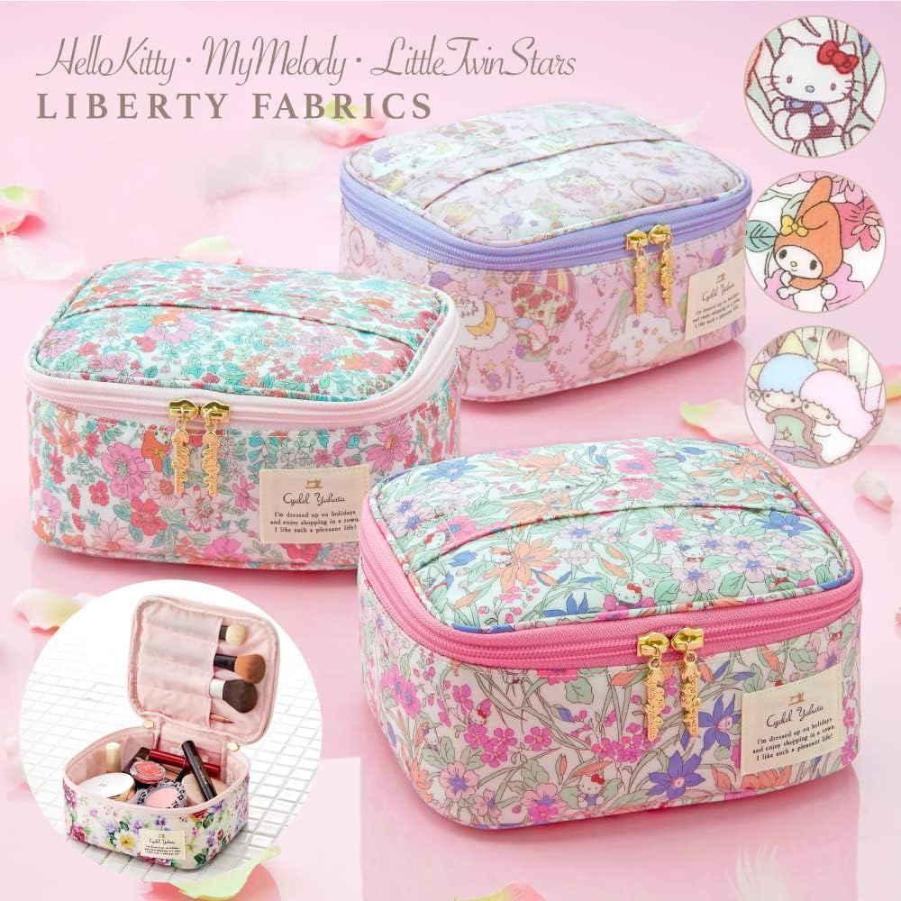 Cyalel Yahata 日本製 Sanrio My Melody Liberty 花紋 碎花 大容量化妝箱 居家用化妝包