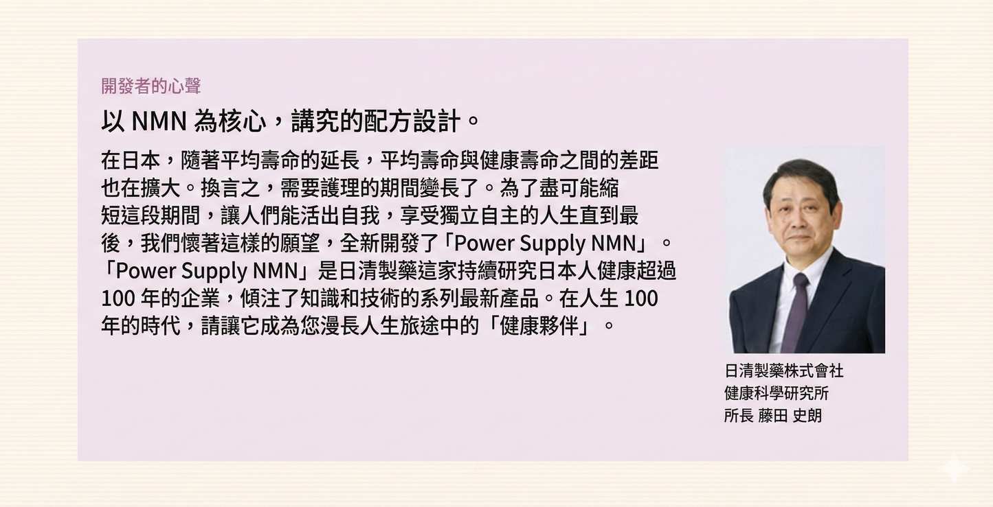 日清製藥LivLon Power Supply NMN+ 250mg 金裝 日本產 每日營養補充包 CoQ10 維他命 胡蘿蔔素