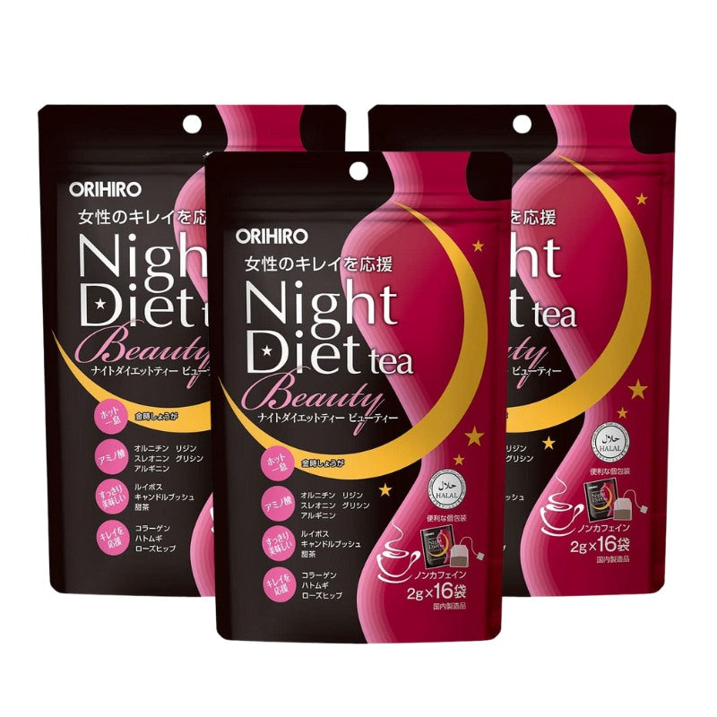 ORIHIRO Night Diet Tea Beauty 女士夜間纖體修身美肌茶包 健怡美顏花草茶 3袋48包優惠裝
