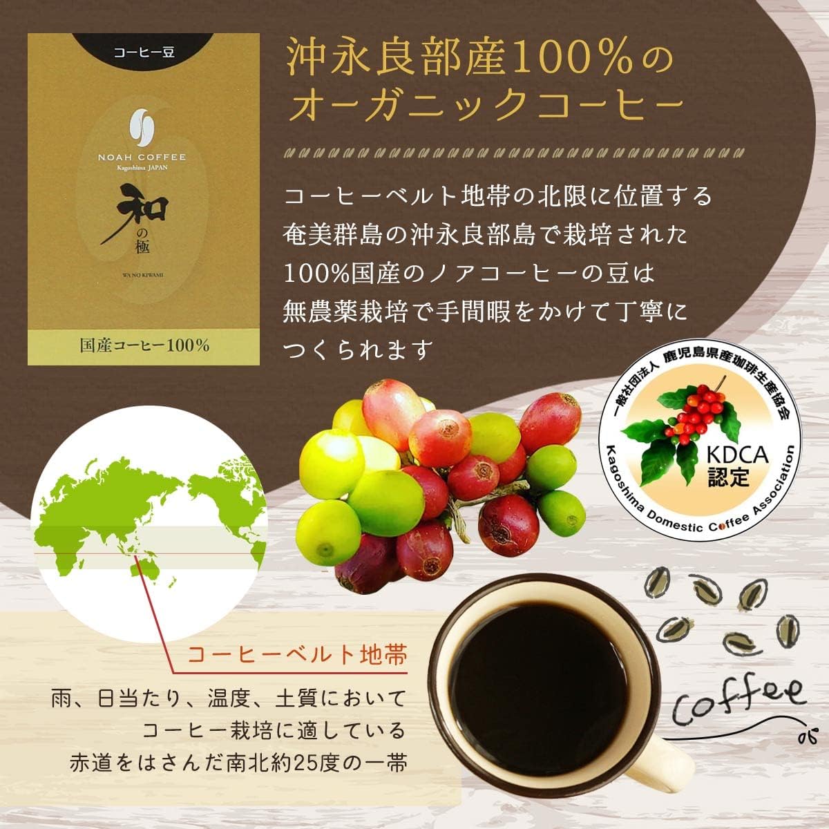 Noah Coffee 和之極 鹿兒島縣 沖永良部島 日本產 無農藥 咖啡豆100g x 3盒