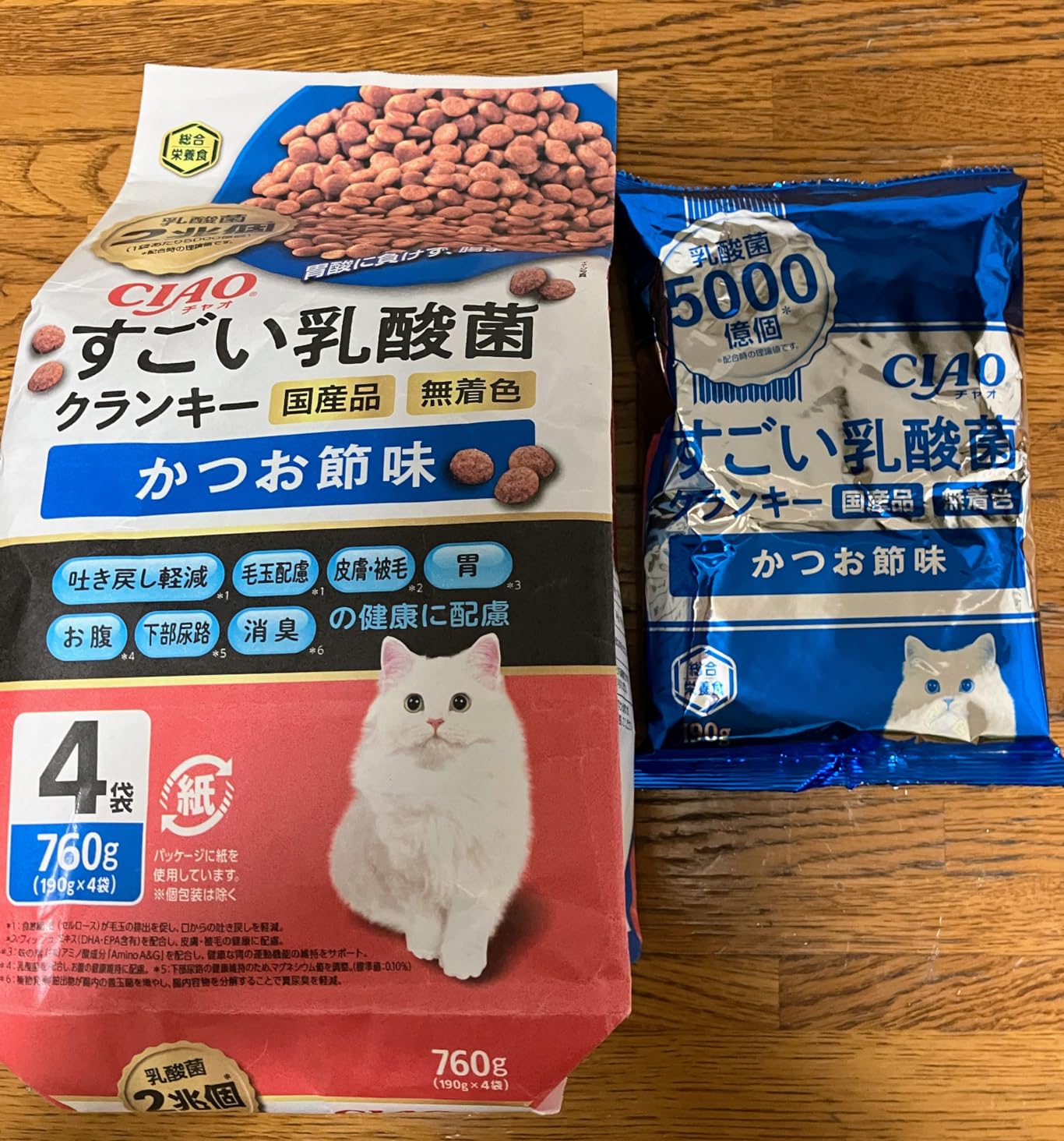 CIAO 日本產 超級乳酸菌香脆乾糧 鰹魚片味 190g×4袋裝