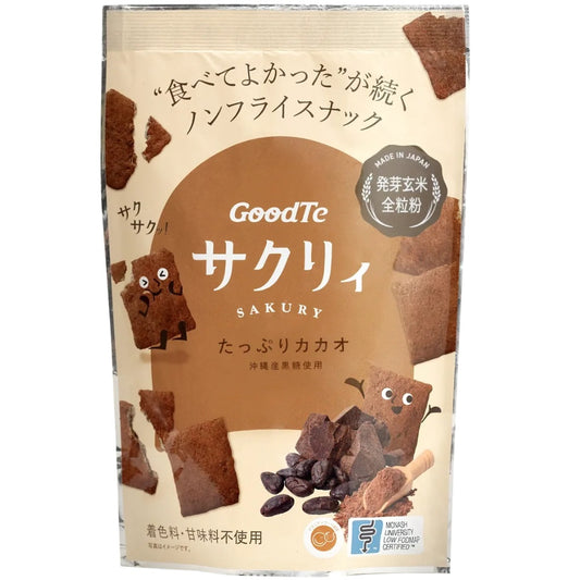 GoodTe Sakury Cacao Germinated Brown Rice Crisps Healthy Snack 30g x 6-Pack Made in Japan