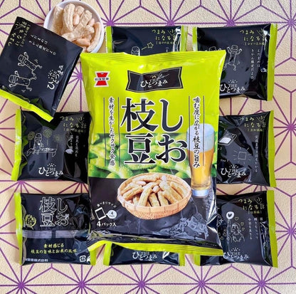 Iwatsuka Salted Edamame Rice Sticks Drinking Snack 70g x 12-Pack Made in Japan