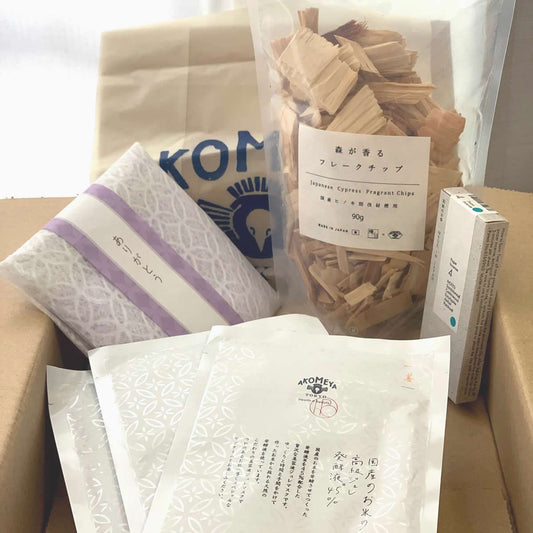 獨家限量包郵套裝 Set C ｜ 日本製 米發酵面膜 × 檜木香片 × 和紙香 × 今治毛巾組合