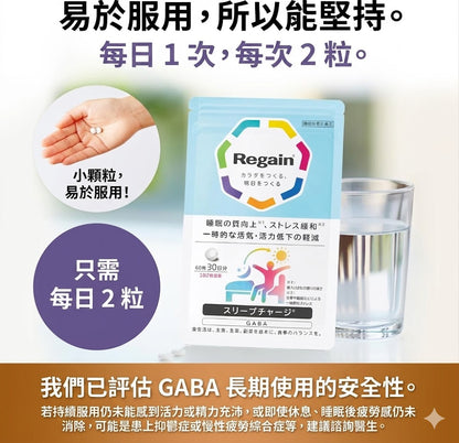Regain 日本製 Sleep Charge 提升睡眠質素 GABA機能性營養補充 60粒 x 3包優惠裝