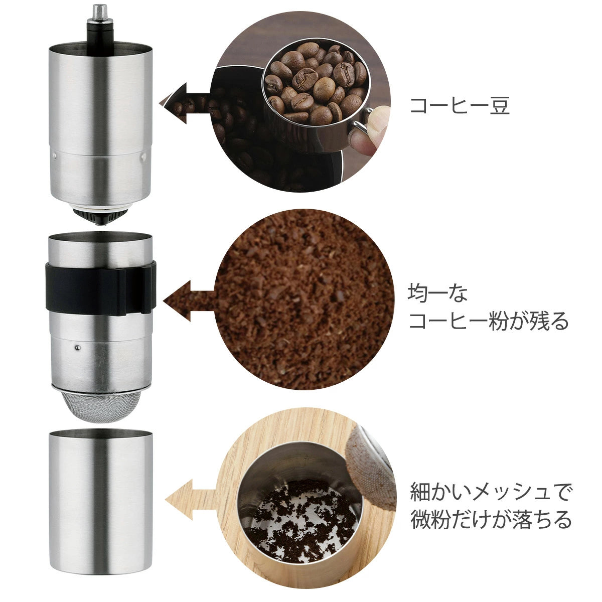 KOGU Powder Control Stainless Steel Ceramic Coffee Mill Grinder 41286 Made in Japan
