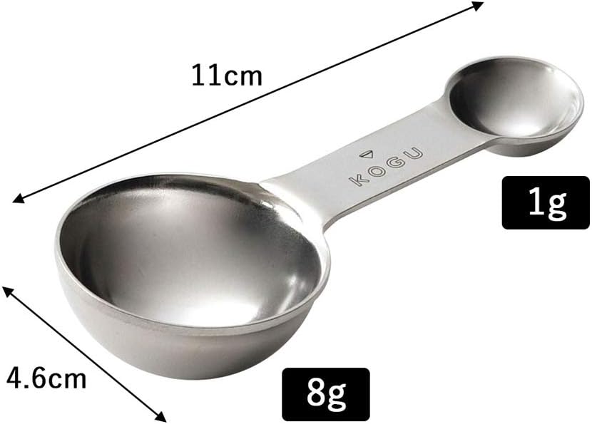 KOGU 珈琲考具 日本製 不鏽鋼雙杯份手沖咖啡豆量匙 20g (型號: 40629)