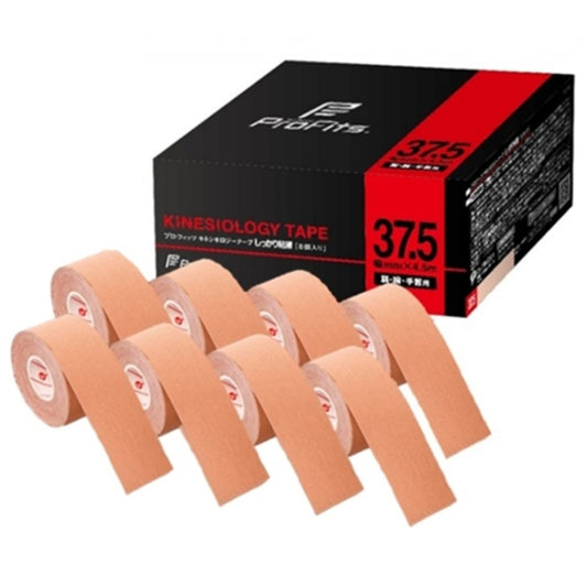 ProFits 日本製 肩臂手腕用 強效黏著專業運動貼布 Strong Kinesiology Tape 37.5mm 1箱8卷實惠裝