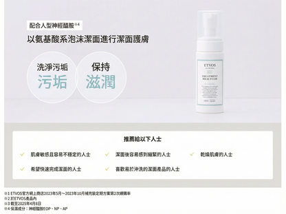 ETVOS Treatment Rich Foam 綿密潔面泡沫 氨基酸洗面泡 水潤不緊繃