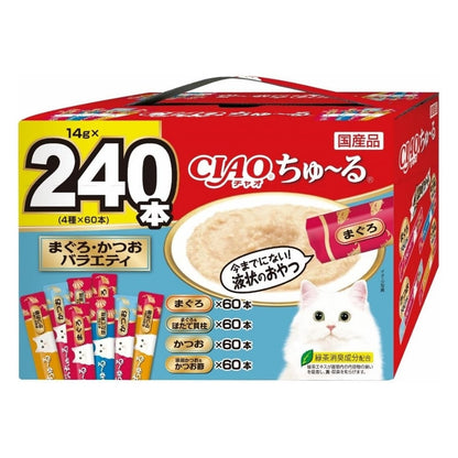 CIAO 日本產 吞拿魚・鰹魚綜合口味貓用肉泥零食 240條裝
