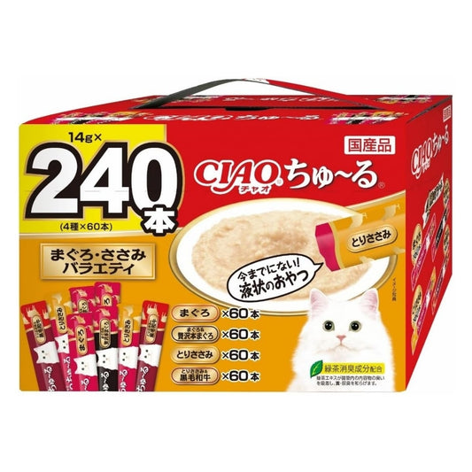 CIAO 日本產 吞拿魚・雞胸肉綜合口味貓用肉泥零食 肉泥條 240條裝