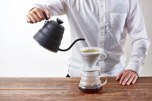 HARIO 日本製 V60 Buono 雲朵不鏽鋼細口手沖咖啡壺 800ml 啞光黑 VKBR-120-MB