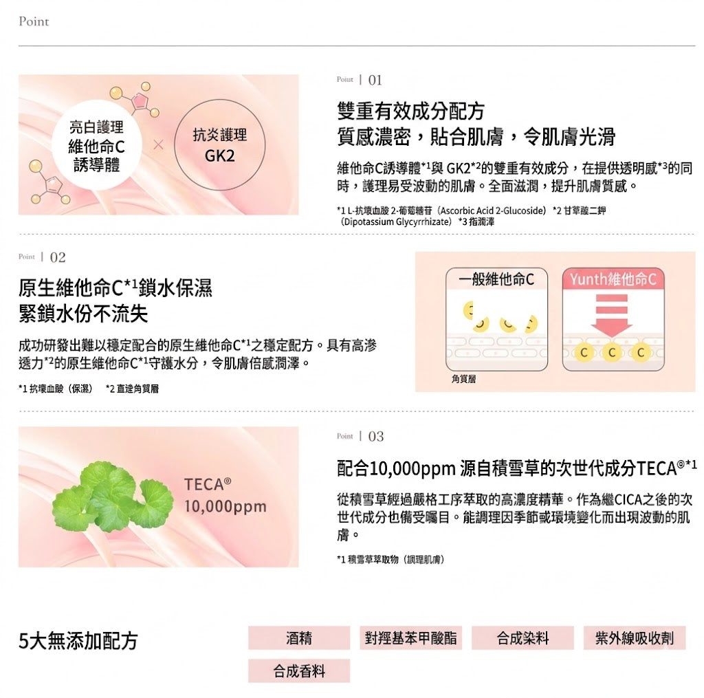 Yunth 日本製高純度活性維他命C 美白修護面霜Whitening Cream 30g