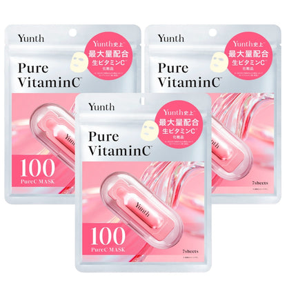 Yunth 日本製 100%高純度活性維他命C面膜 透亮保濕面膜 Mask 3包共21片優惠裝