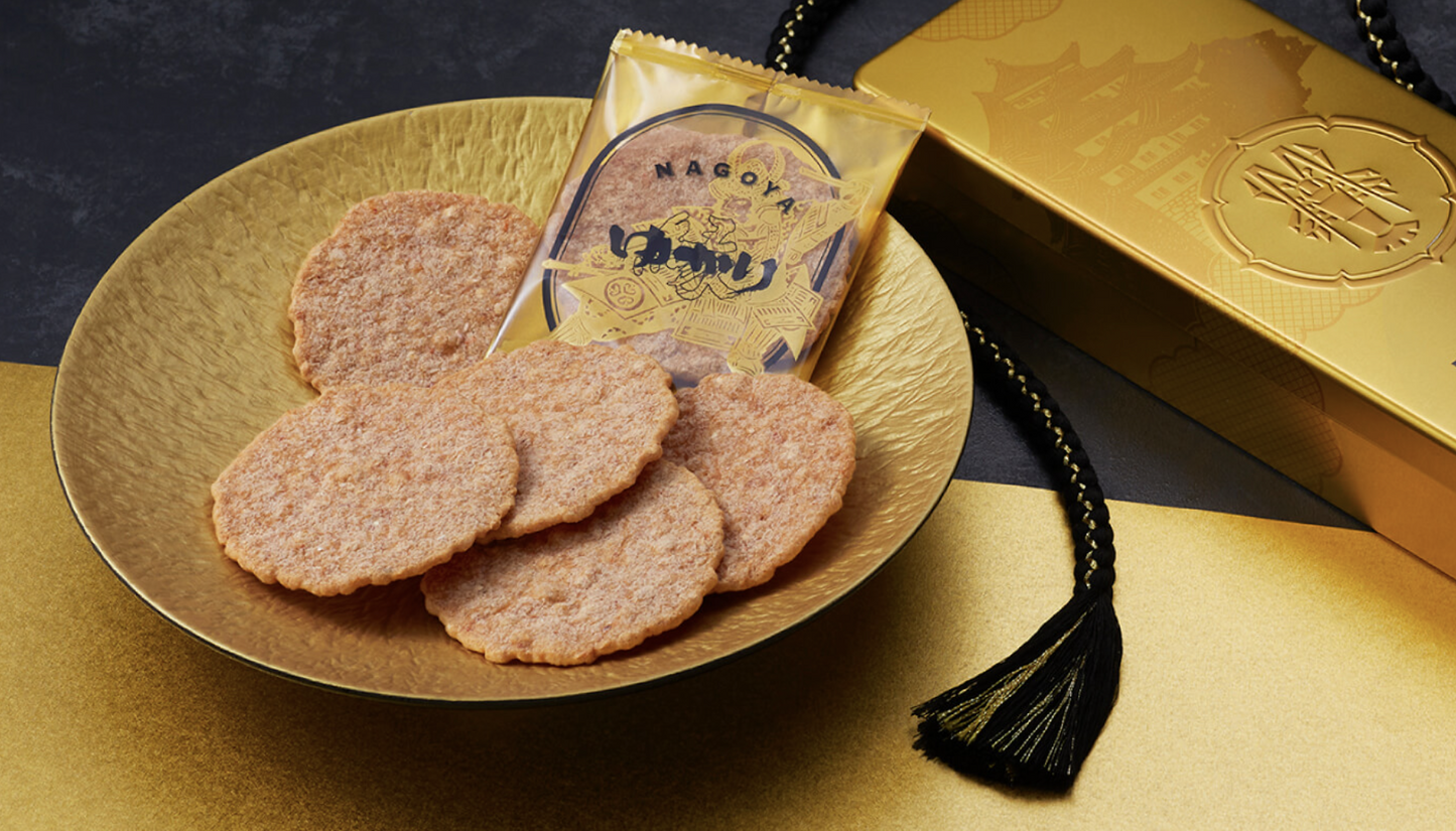 坂角總本舖 名古屋限定 Yukari「緣」黃金罐 鮮蝦餅 27塊盒裝